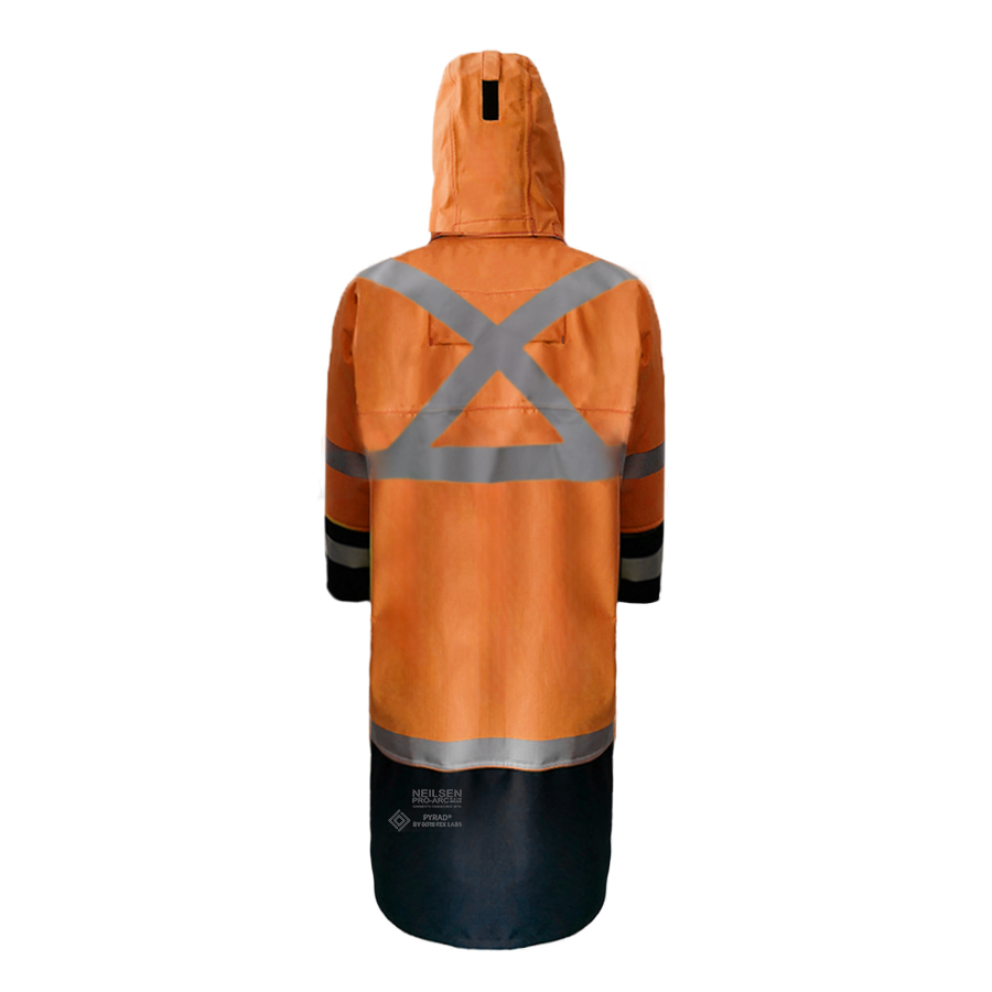 EXTREME GORE-TEX PYRAD® CAT 3 FR/ARC Rated Breathable High Visibility Rainwear Trench Coat Orange/Black